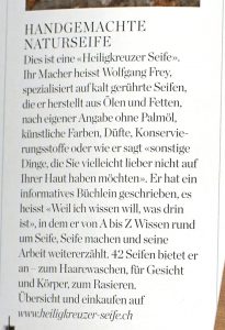 Alpensalzseife in der Mai-Ausgabe von "Schöner Wohnen Schweiz". 